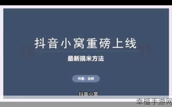 轻松解锁抖音小窝，超详细进入指南