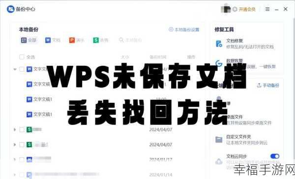 WPS 文件未保存？别慌！教你轻松恢复