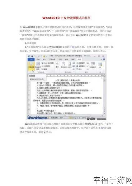 探索 Word 2010 中文档的多样视图与切换秘籍