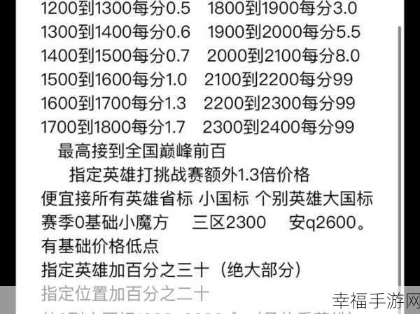 王者荣耀赛季末小国标价格大揭秘及冲标攻略