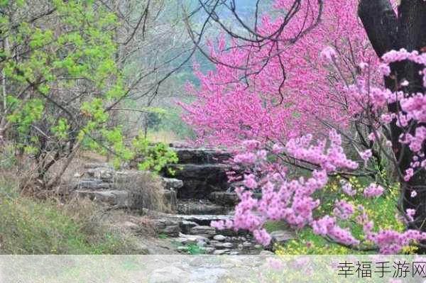 桃花深处水潺潺：桃花深处水潺潺，春意荡漾映光华。